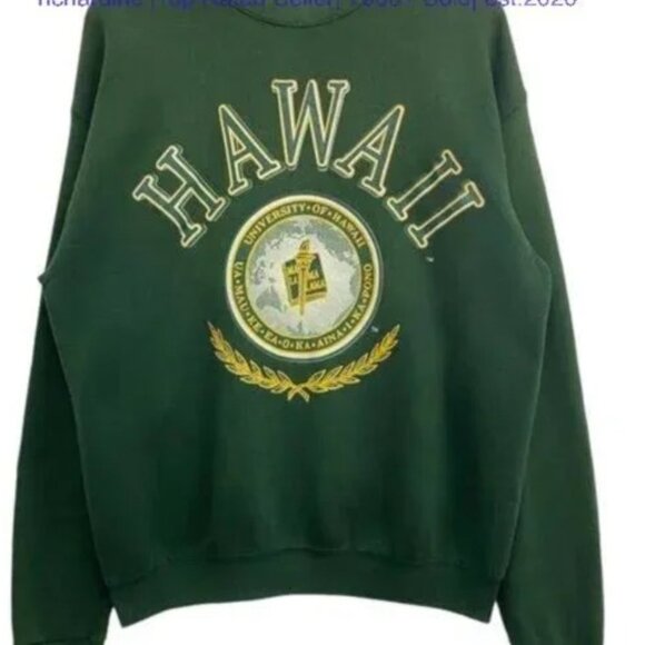 University Of Hawaii 1993 shirt sweatshirt retro vtg green - Picture 1 of 2